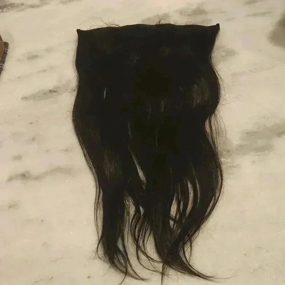 Human Hair Clip On Black Extensions 14" One Piece - Picture 2 of 4